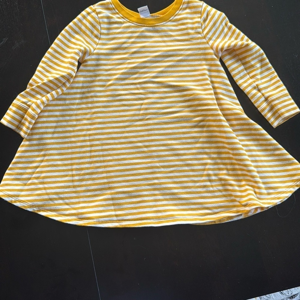 Old Navy Long Sleeve Yellow and White Striped Tee